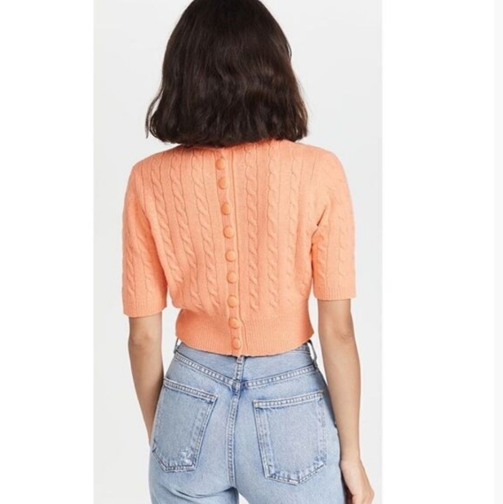JoosTricot Virgin Wool Cable Knit Cropped Sweater in Apricot Size Medium